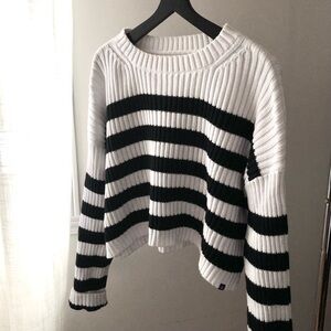 •Calvin Klein• Black and White Striped Sweater